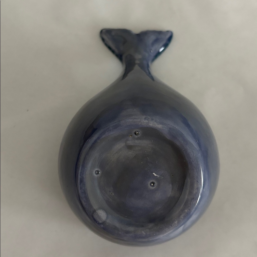 Anthro Ceramic whale or mermaid Tail Shaped trinket jewelry soap Bowl Cup Blue - Picture 3 of 8